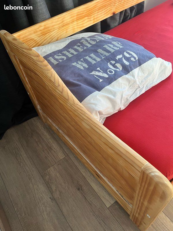 Lit simple en bois avec lit tiroir + 2 matelas (image 3)