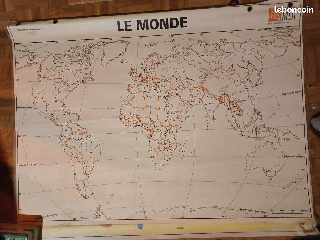 Ancienne carte scolaire du monde et Moyen-Orient (image 1)