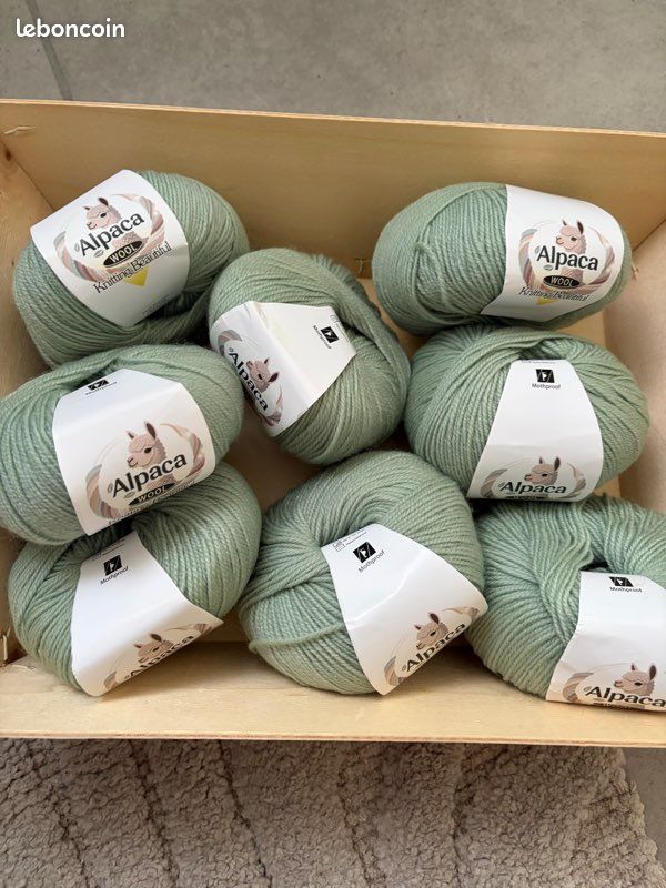 Lot De 10 Pelotes De Laine Alpaga Vert Foncé - Fabriqué En Italie - Pour Tricot/crochet