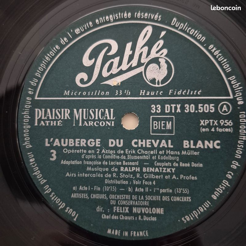 DISQUE VINYLE operette l'auberge du cheval blanc (image 12)