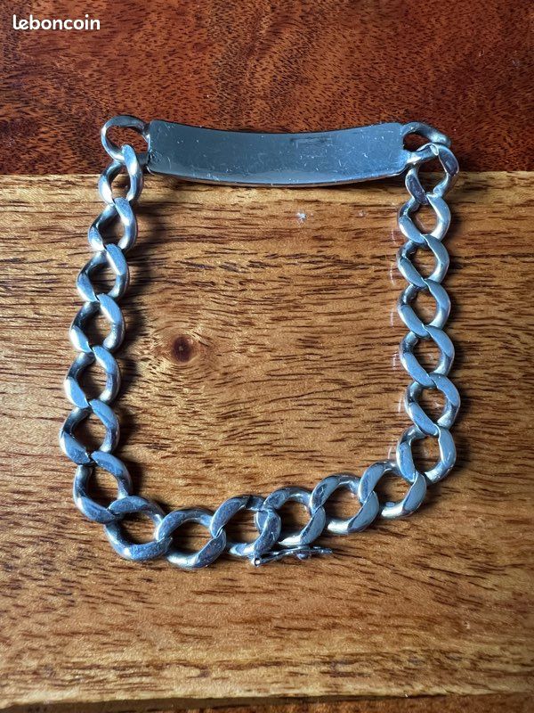 Bracelet Gourmette Ancien – Métal Argenté – Longueur 15-16 Cm – Neuf De Stock