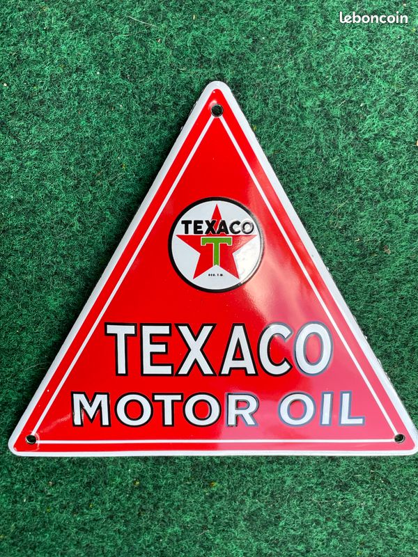 Plaque émaille triangle TEXACO motor oil - Collection