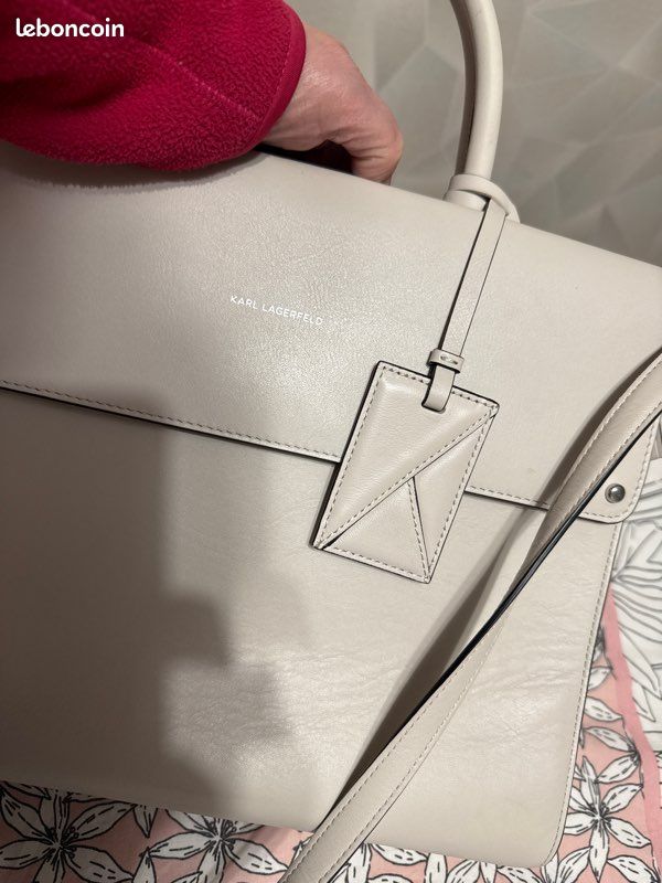 Sac à Main Karl Lagerfeld En Cuir De Veau Beige - Taille Moyenne, Très Bon état Occasion