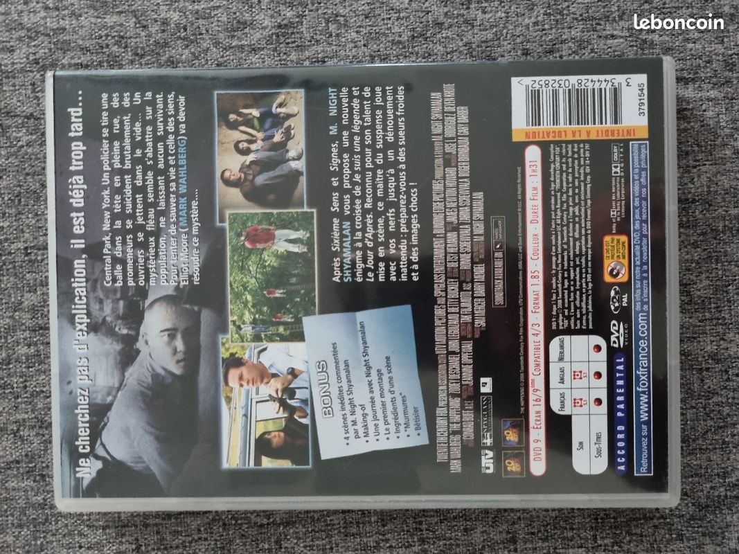DVD Phénomènes Avec Mark Wahlberg - Zooey Deschanel - john leguizamo comme neuf (image 2)