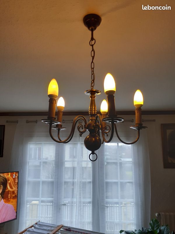 Lustre style hollandais 5 branches (avec ampoules) (image 1)