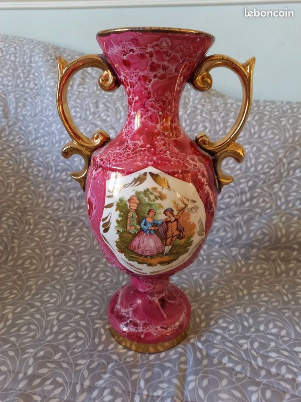 Vase italien de 30 cm env. Décor romantique rouge (image 1)