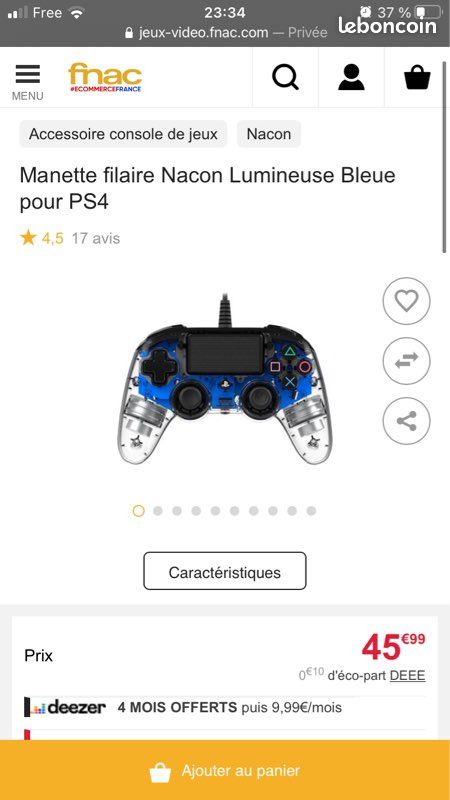 Manette Nacon Lumineuse Bleue (image 2)