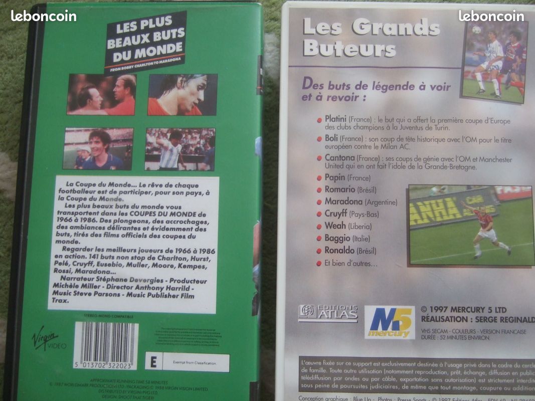 2 K7 VHS FOOTBALL LES BUTS de MARADONA Pelé Platini Cantona Cruyff ... PRIX par K7 VHS / bobp (image 2)