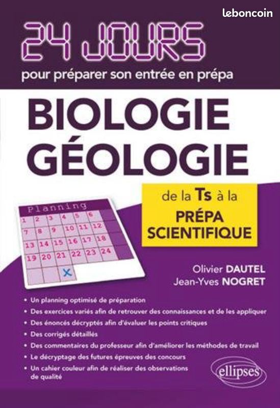 24 jours pour la préparer son entrée en prépa biologie géologie très bon état (image 1)