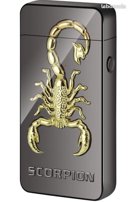 Briquet électrique plasma rechargeable par USB à double arc en relief, résistant au vent et sans flamme, en alliage de zinc poli, scorpion (image 2)