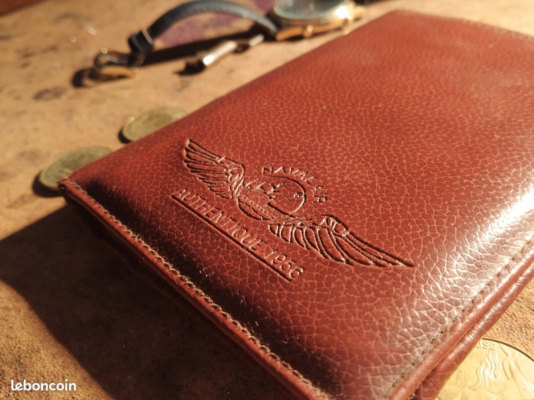 Portefeuille Vintage Cuir Véritable Homme - Fabriqué En Angleterre Années 60 - Poches Multiples