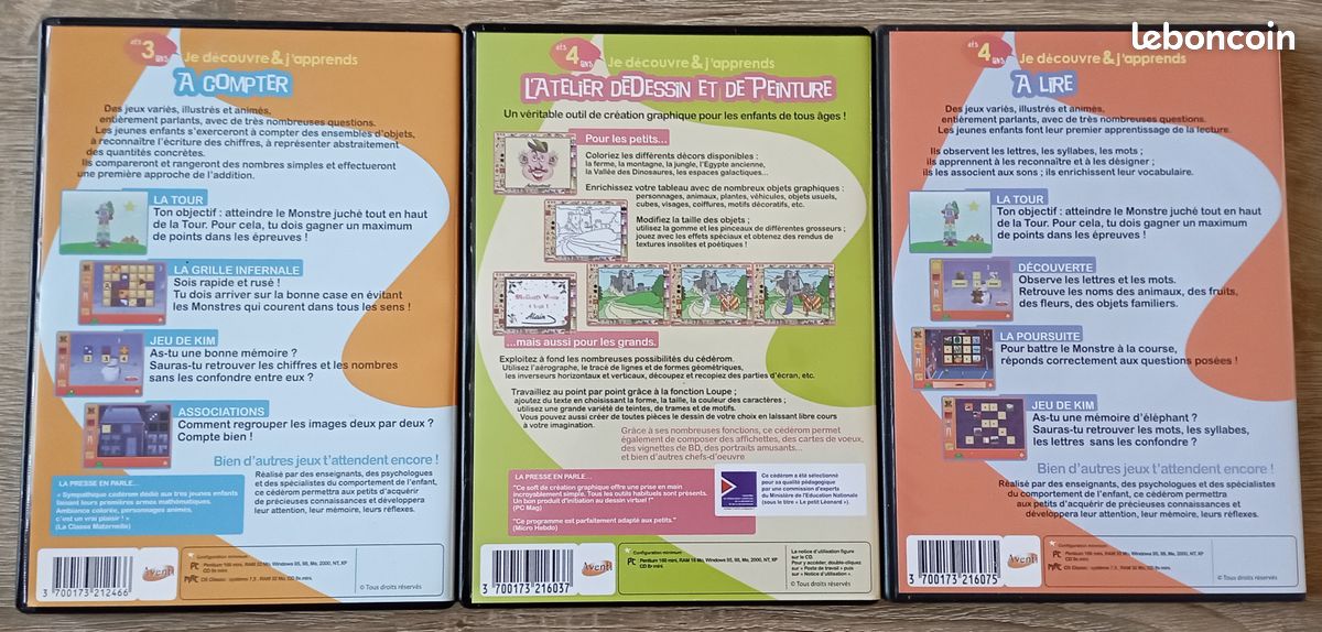 Coffret 3 Cd-rom Je découvre et j'apprends à compter, l'atelier de dessin et de peinture, à lire (image 2)