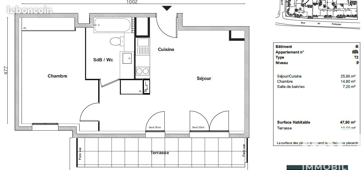 Appartement a louer bezons - 2 pièce(s) - 48 m2 - Surfyn