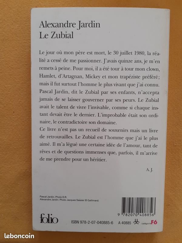Livre "Le Zubial" d'Alexandre Jardin (image 2)