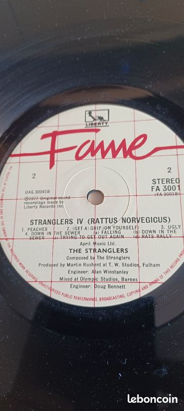 Disque vinyle 33T the Stranglers "IV rattus norvegicus) (image 2)