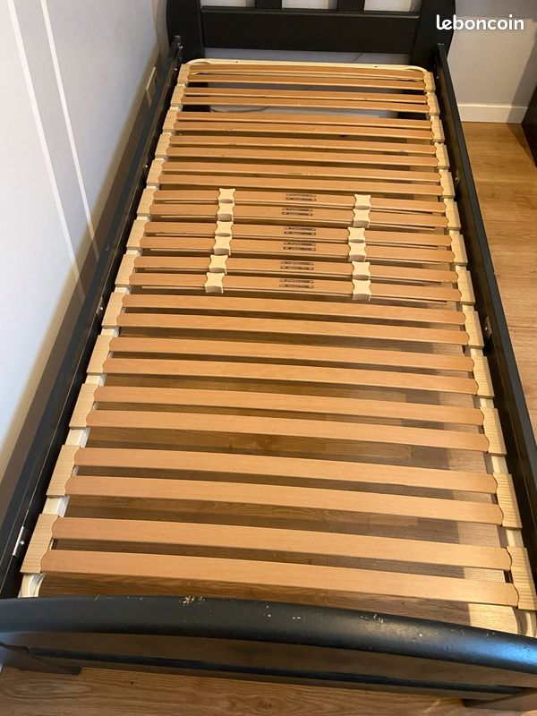 Lit 1 personne + sommier à lattes + matelas mousse (image 2)