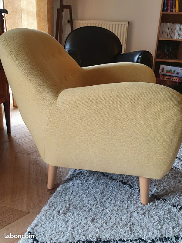Fauteuil scandinave BUT jaune (image 3)