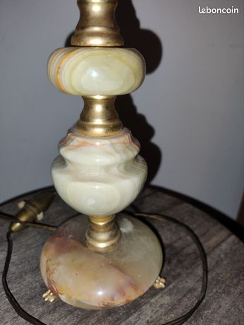 Lampe De Chevet Ancienne Onyx Et Laiton – Style Vintage – Avec Personnage Cars – Cara