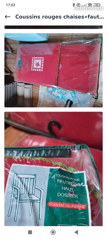 Coussins rouges chaise/fauteuil/transat (image 5)