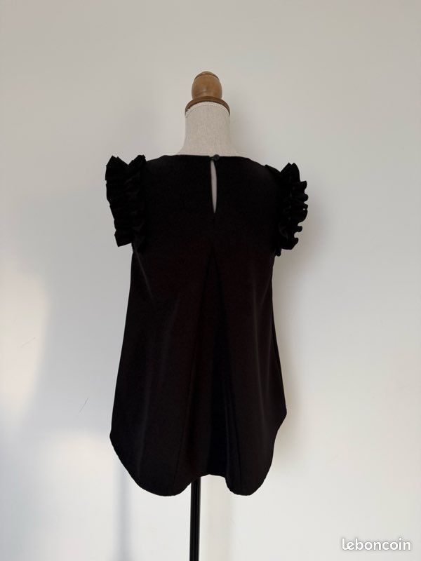 Haut top femme noir volant débardeur top M neuf (image 2)