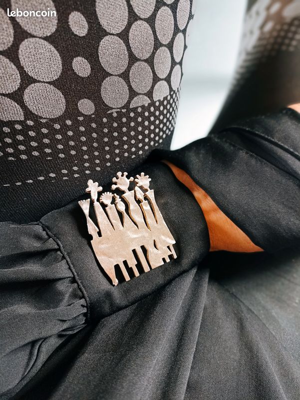 Broche Vintage Bala Boosté Paris New York - Crocodile Argenté - Ancien Stock Neuf