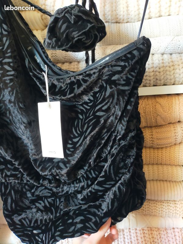 Haut habillé transparent velour noir femme Mango XS / S Neuf avec étiquettes (image 8)