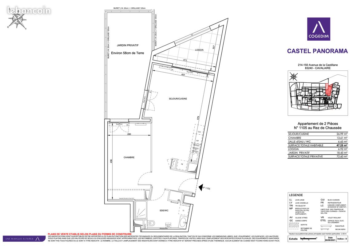 Appartement 2 pièces 47 m² · à Cavalaire-sur-Mer · 47 m² · 843 €