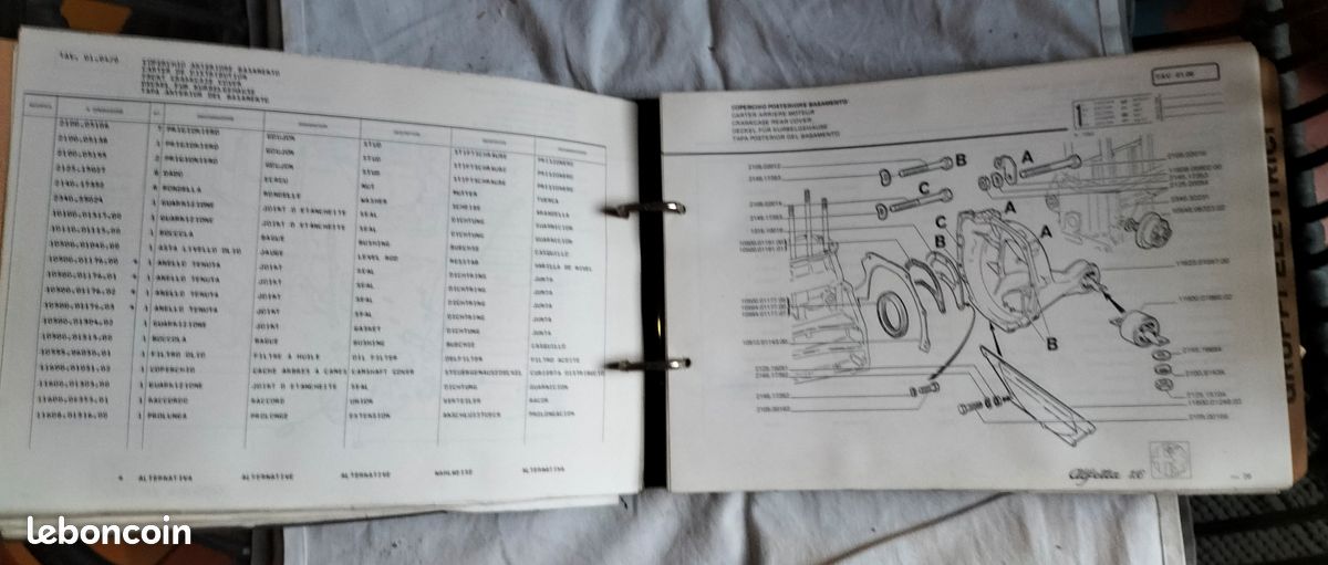 Rare Alfa Romeo Classeur / Catalogue d'atelier de toutes les pièces de rechange pour Alfetta 1.61.6 (image 3)