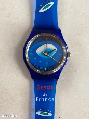 Montre Collector Stade De France - Cadran Bleu, Bracelet Cuir - Quartz Chrono - Neuve Sans étiquette