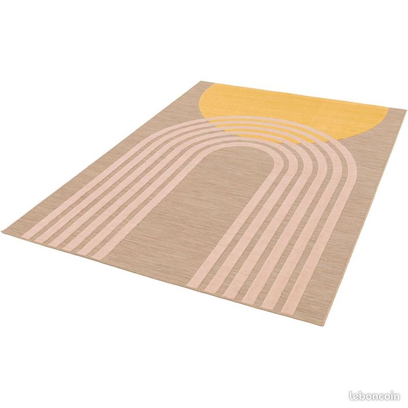 Tapis géométrique intérieur et extérieur design Foula Rose 120x170 (image 3)