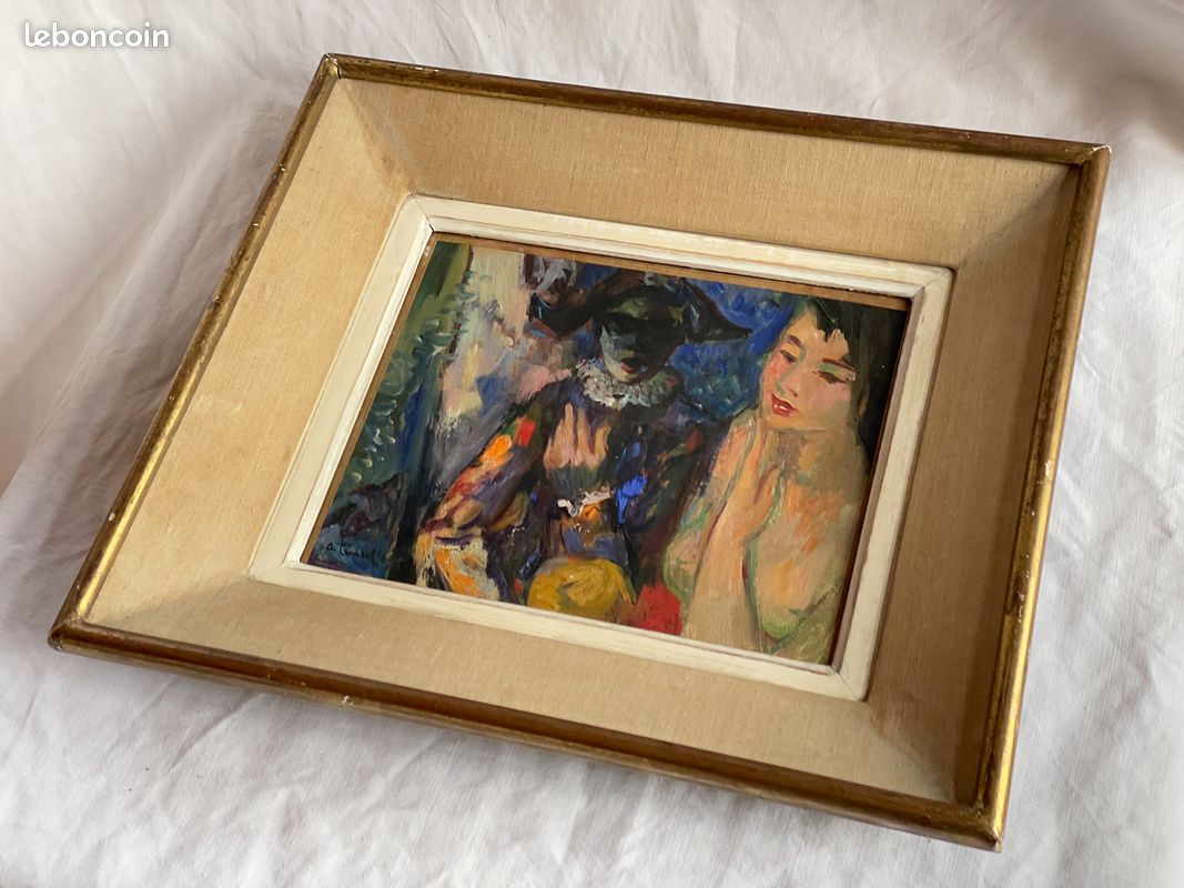 « Arlequin » par Alfred Tinsel (1920 - 1989) peinture à l’huile 3F signée et datée 1956 (image 13)