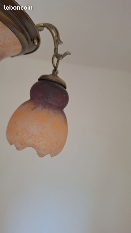 ✨ Lustre vintage Murano – Verre soufflé artisanal – 3 fleurs 🌸 (image 4)
