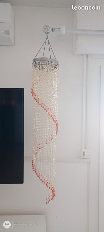 Paire de grandes suspensions décoratives cascade de perles (image 2)