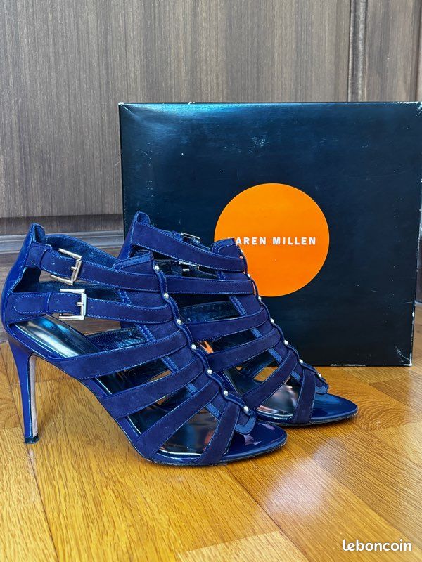 Sandales à talons Karen Millen en daim et verni bleu - Pointure 40 (image 2)