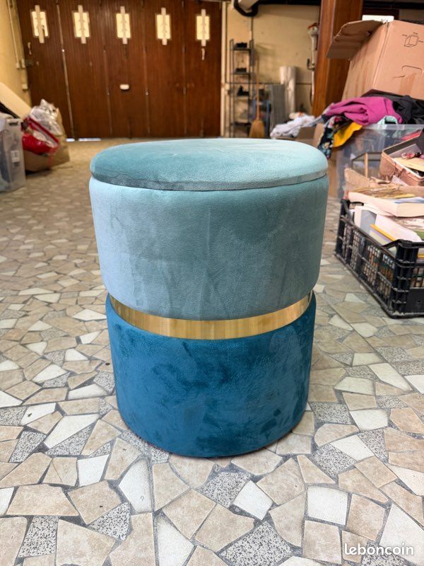 Tabouret rangement bleu (image 1)