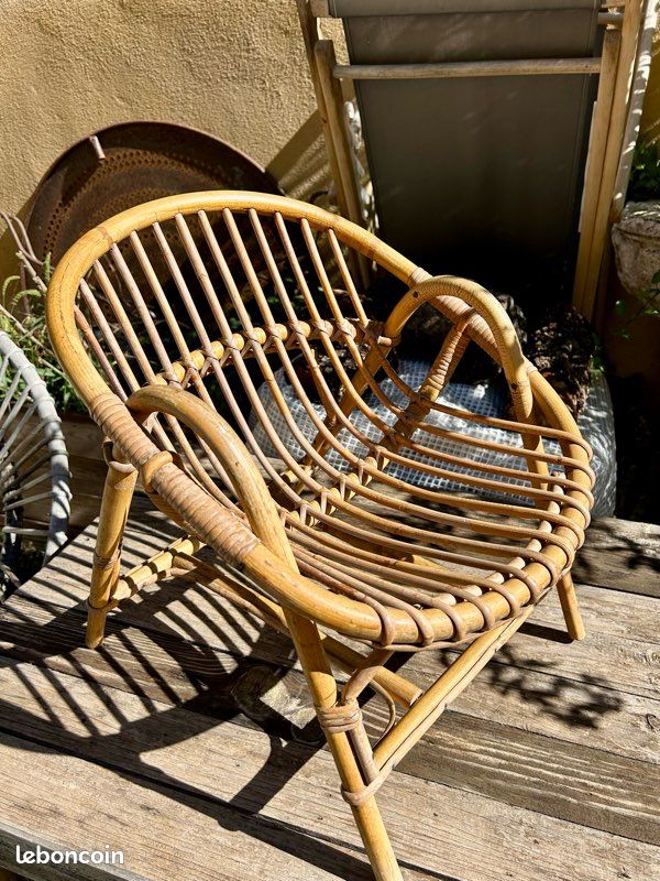 Fauteuil rotin enfant vintage (image 2)