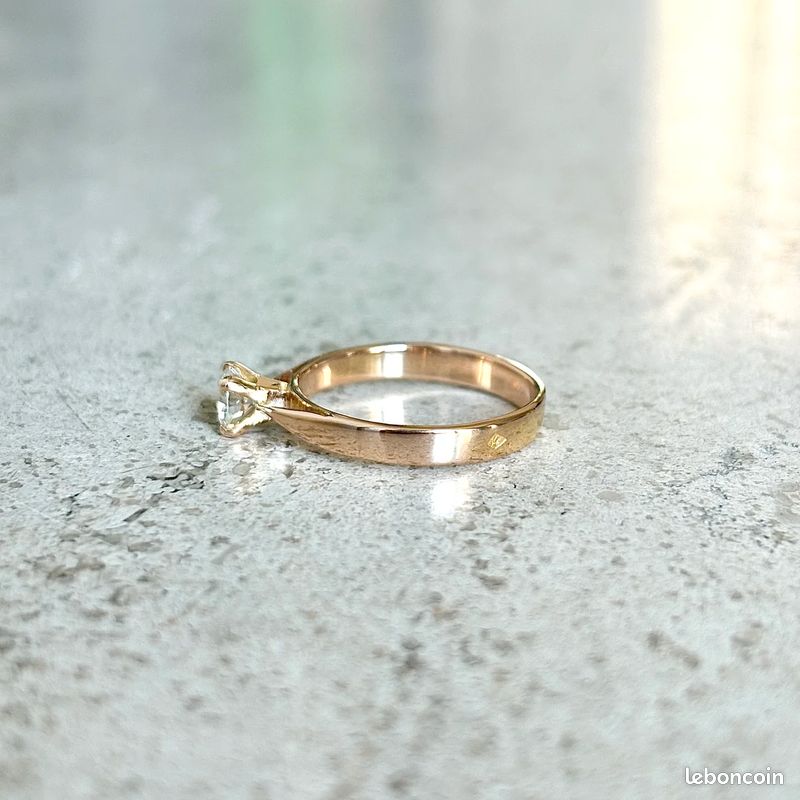 Bague Solitaire - Or Rose 750 & Diamant (image 4)