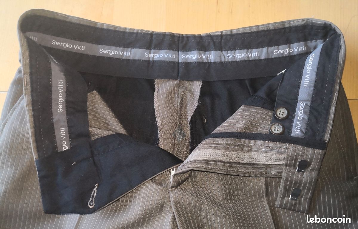 Costume homme veste & pantalon marron à fines rayures taille 36 Sergio Vitti La Halle (image 11)