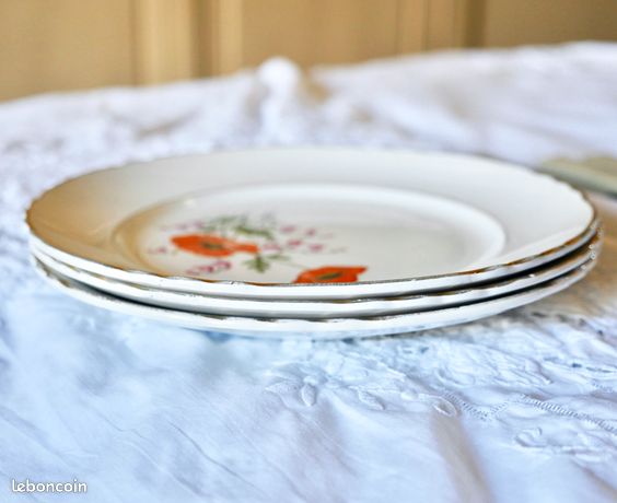 X6 assiettes plates Stuart Moulins des loups France- cuisine-vintage