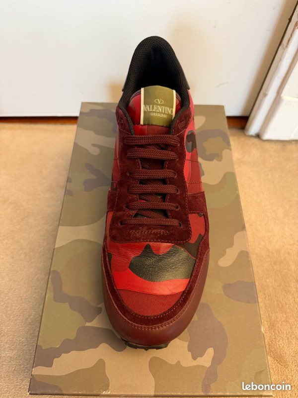 Basket valentino rockrunner camouflage rouge homme Chaussures