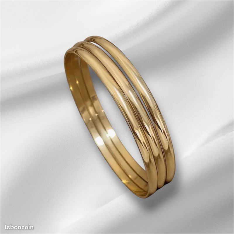 Lot De 3 Bracelets Couronne En Acier Inoxydable Doré - Neuf Sans Emballage
