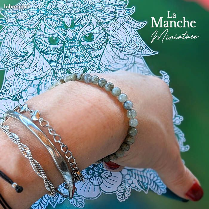 Bracelet en pierre naturelle | Labradorite | Perles de 4 mm | Taille réglable et ajustable (image 3)