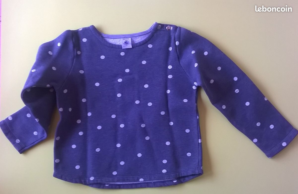 Petit Bateau Sweatshirt fille 8 ans manches longues à motifs pois (image 2)