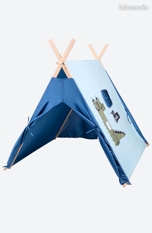 Tente De Jeu Enfant Relaxdays – Tente Pirate Pop-up Bleu Et Rouge, Pour Intérieur Et Extérieur, Dès 3 Ans, Avec Fenêtre Transparente Et Drapeau