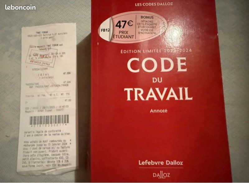 Livre Code du travail - Lefebvre Dalloz (image 1)