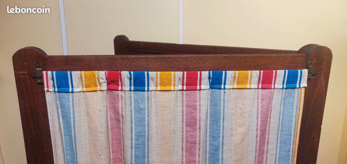 Paravent bois et tissu 120X150cm Années 1900 (image 4)