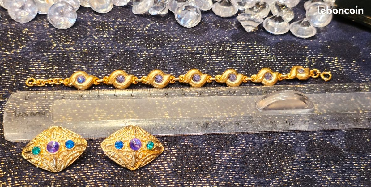 Parure Vintage Esprit Couture Baroque Clips et Bracelet (image 8)