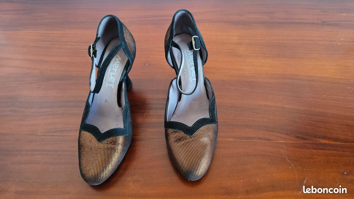 Chaussures de danse Merlet bronze et noir – Pointure : 35 (image 1)