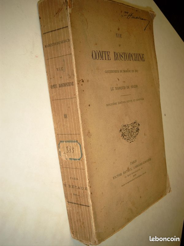 Vie du Comte Rostopchine de 1899 (image 3)