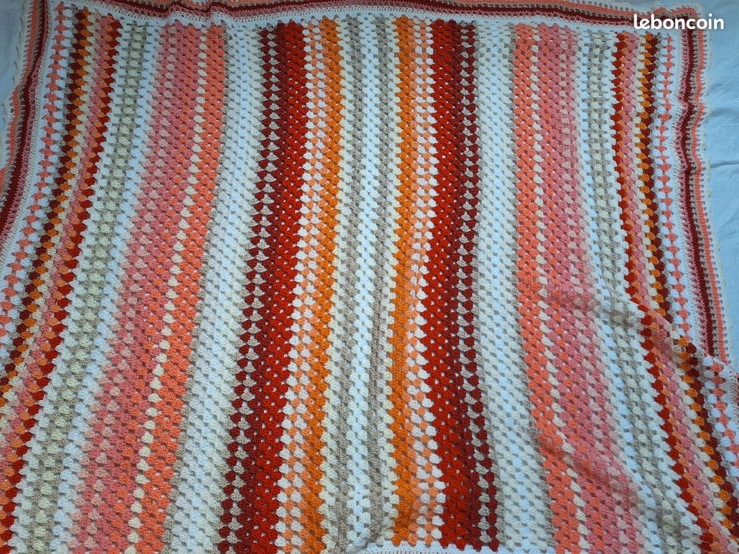 couverture au crochet fait main année 1960 • EUR 110,00